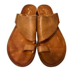 Free People Tan  Leather Sant Antoni Slide Sandals size 37